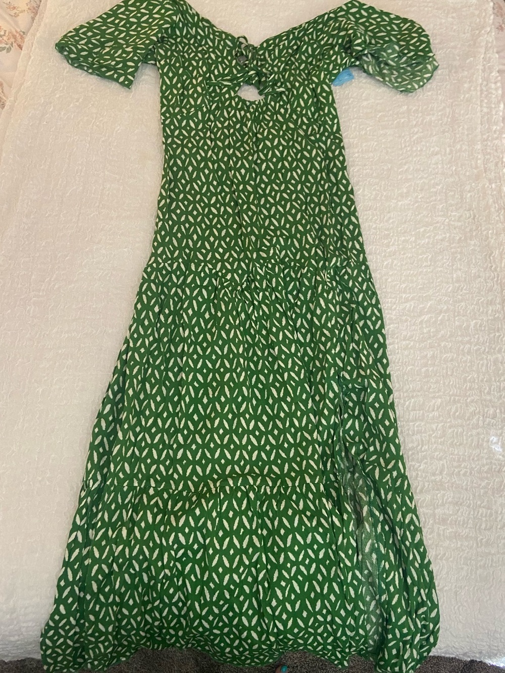 NWT BOUTIQUE MILLIBON GREEN PRINTED MAXI DRESS SIZE LARGE - Picture 2 of 10